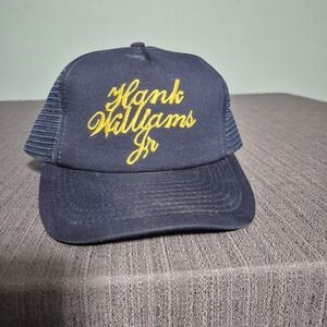 Vintage Hank Williams Jr Hat Snapback Mesh Cap Navy